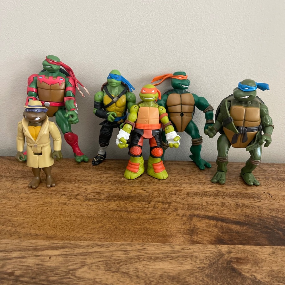 Kids TMNT Action Figure Lot Green Raphael Leonardo Donatello 6pc
